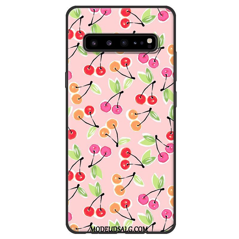 Samsung Galaxy S10 5g Etui Beskyttelse Sort Lyserød Blød Nubuck