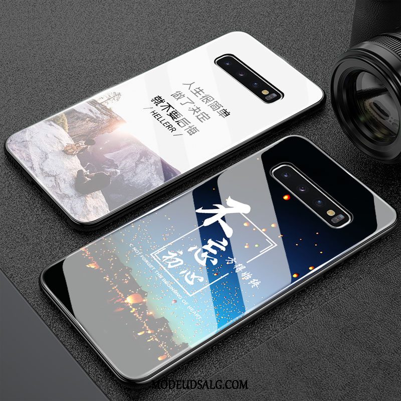 Samsung Galaxy S10 Etui / Cover Glas Business Sommerfugle Nuttet Hjerte
