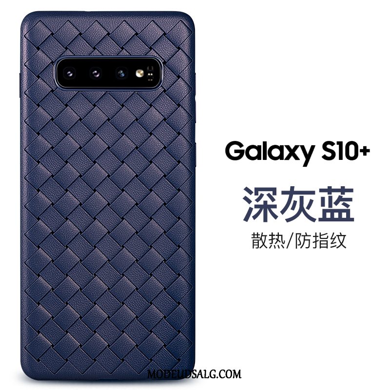 Samsung Galaxy S10+ Etui / Cover Strikkede Mønster Blå Blød