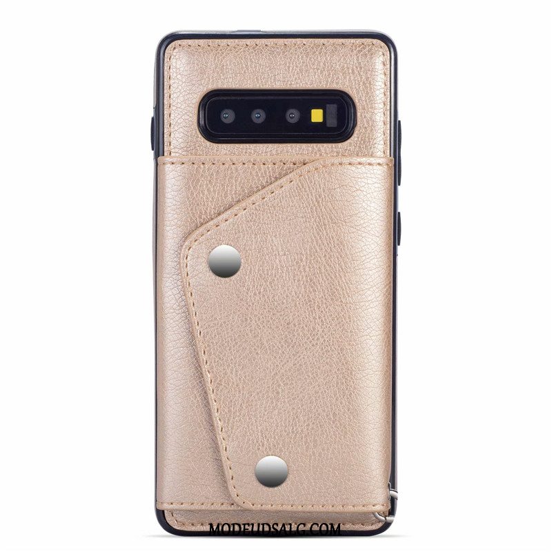 Samsung Galaxy S10 Etui Kort Korttaske Lædertaske Guld Tegnebog