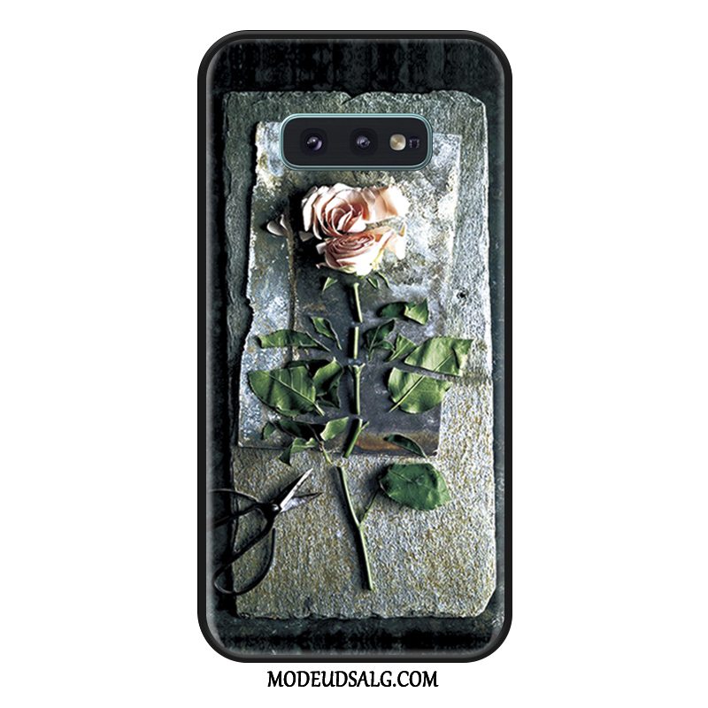 Samsung Galaxy S10e Etui Grøn Blomster Kreativ Relief Kunst