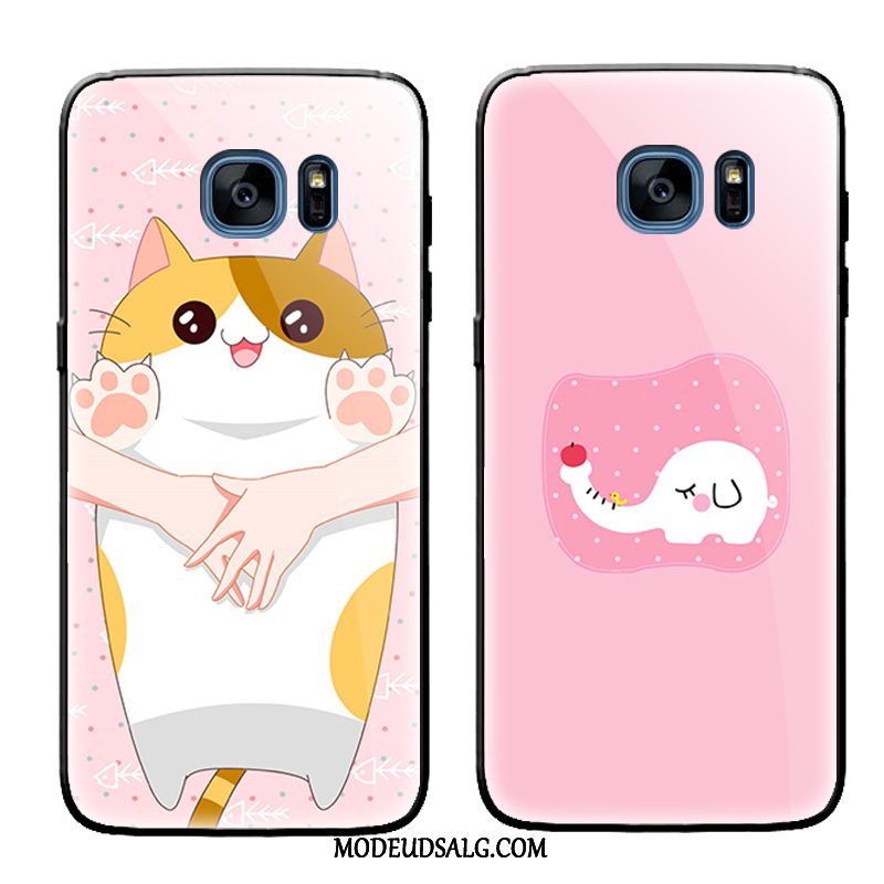 Samsung Galaxy S6 Etui / Cover Lyserød Nuttet Kat Glas Cartoon