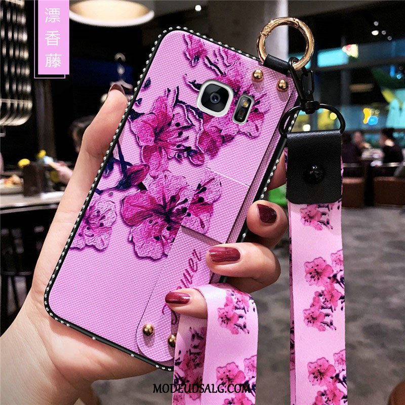 Samsung Galaxy S7 Edge Etui Trend Beskyttelse Blomster Rød Silikone