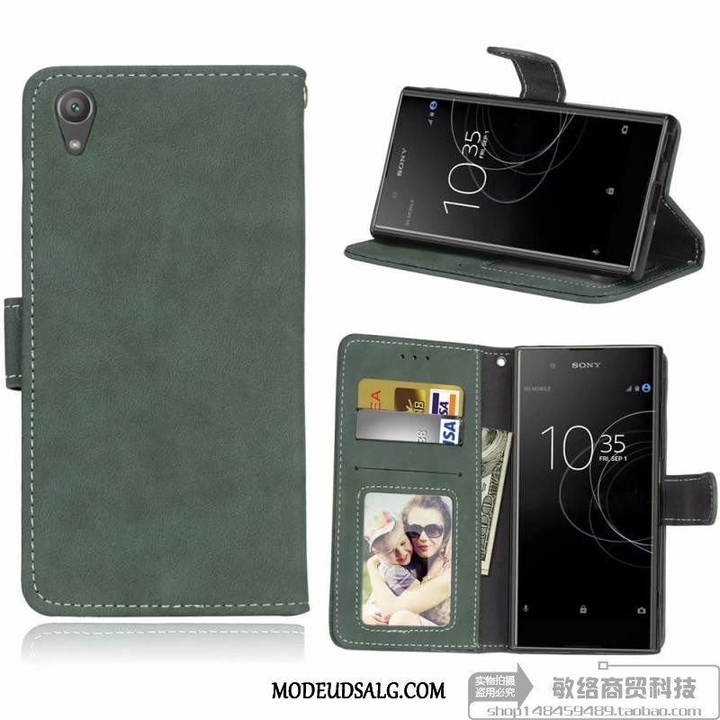 Sony Xperia Xa1 Etui Grøn Tegnebog Beskyttelse Cover Simple