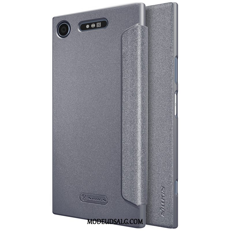 Sony Xperia Xz1 Etui / Cover Beskyttelse Grå Skridsikre Folio