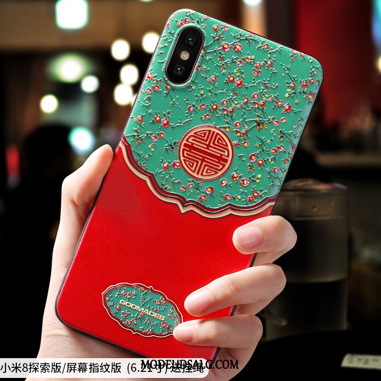 Xiaomi Mi 8 Pro Etui Mønster Ungdom Kreativ Kinesisk Stil Rød