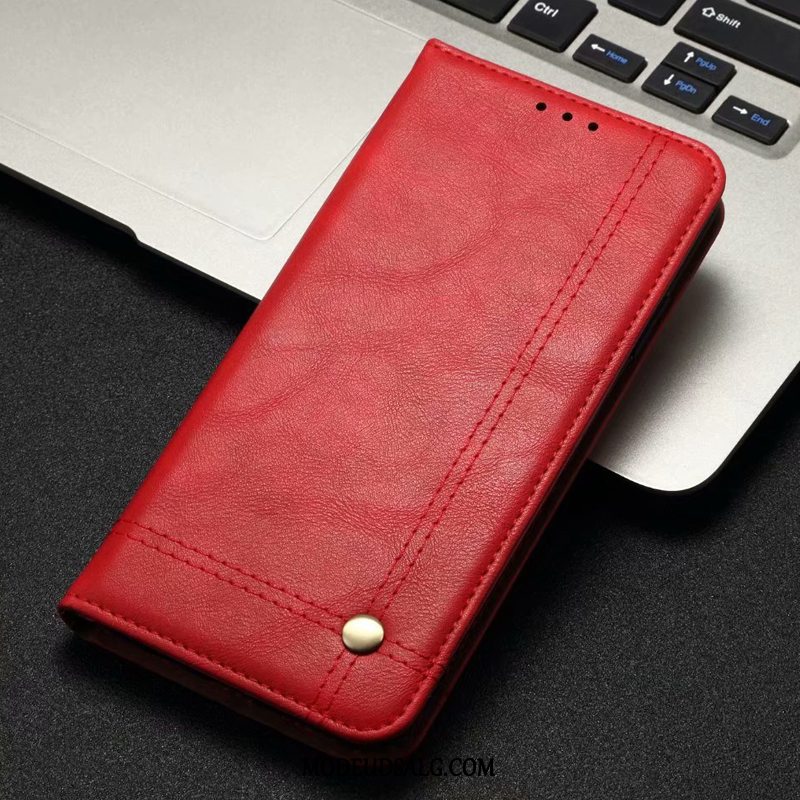 Xiaomi Redmi 6a Etui / Cover Lædertaske Rød Membrane Folio Sort