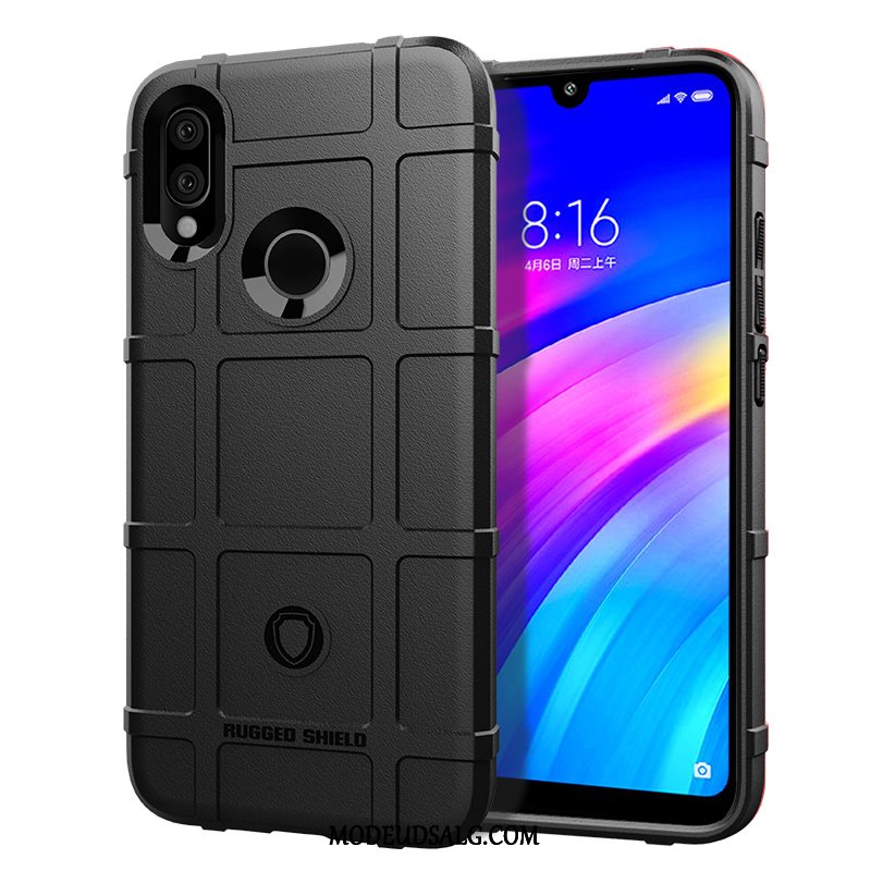 Xiaomi Redmi 7 Etui / Cover Anti-fald Blød Nubuck Sort Guld