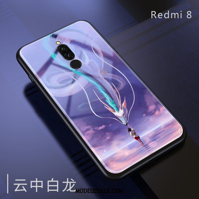 Xiaomi Redmi 8 Etui / Cover Glas Beskyttelse Lille Sektion Lilla Cartoon