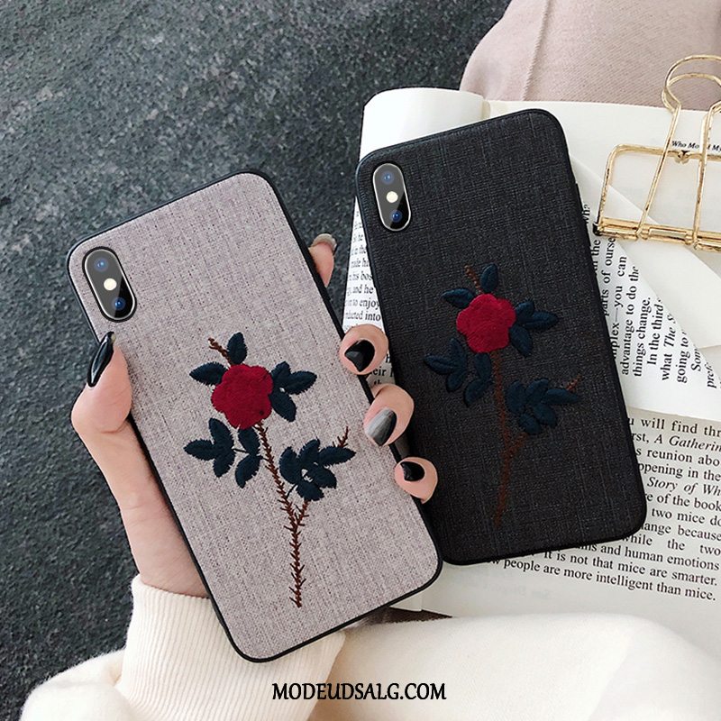 iPhone X Etui Trend Broderi Ny Sort Klud